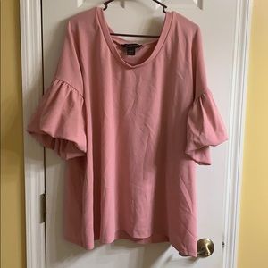 Ashley Stewart Coral Pink Bell Sleeve Blouse